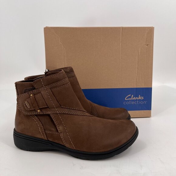 Clarks Collection Carleigh Leather Ankle Boots Women's Size 8 In Mushroom - Picture 7 of 14
